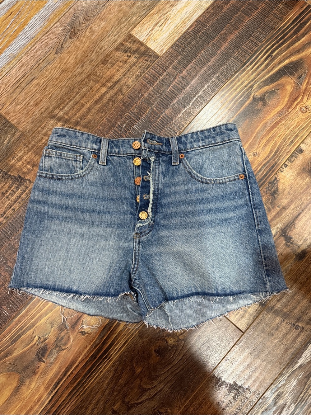 Lucky Brand Washed Blue Button-Front Denim Shorts